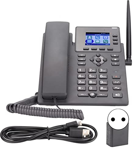 Elprico Téléphone Filaire, Téléphone 4G WiFi VOIP avec écran Couleur 2,4 Pouces 3 Lignes Téléphone Fixe sans Fil Multifonction pour Bureau(#1)