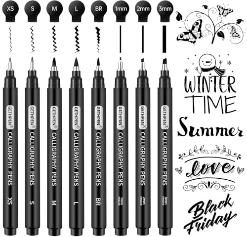 GETHPEN Calligraphy Brush Pen Set, Black Archival Ink for Hand Lettering
