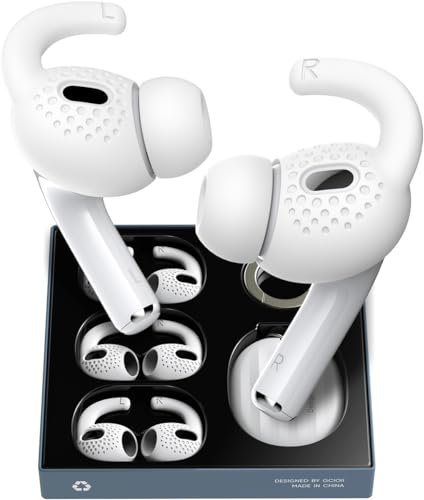 Gcioii 3 Pairs for AirPods Pro 2 Ear Hooks Covers [Added Storage Pouch] Anti-Slip Accessories Compatible with Apple AirPods Pro 2nd Generation (White) (for AirPods Pro Gen 2)
