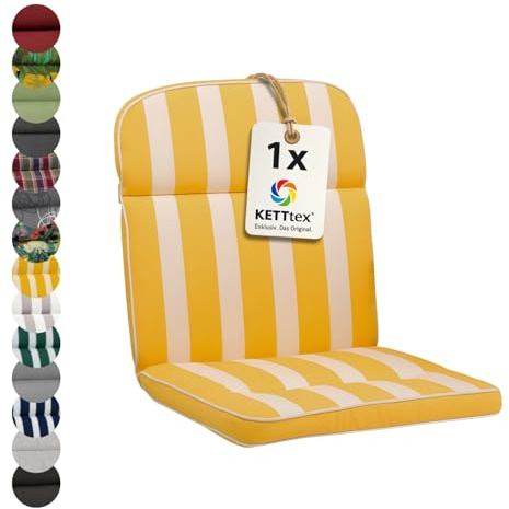 KETTtex EXKLUSIV Auflage Niederlehner gelb gestreift I Gartenstuhl Polster 100x50x7cm I hochwertige und Pflegeleichte Sesselauflage I Wetter- und formbeständige Stuhlauflage I KTH3 Sitzauflage