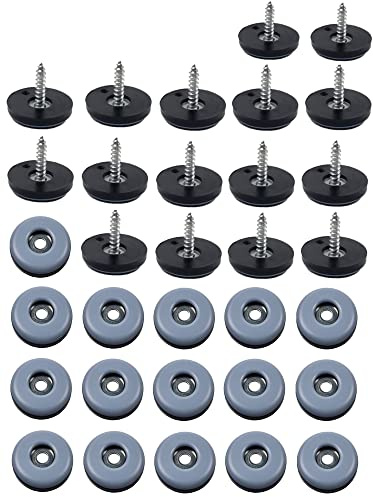HKB® 32 x Teflongleiter zum Schrauben 25 mm PTFE Möbelgleiter 5 mm stark Stuhlgleiter rund