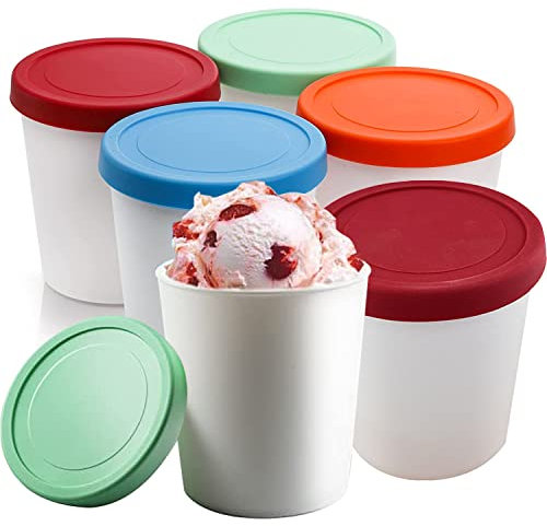 TOOSOAR 6er-Set Eisbehälter für Speiseeis 250ml, Gefrierdosen, Aufbewahrungsbehälter, Eis-Container BPA-frei in Lebensmittelqualität, Zur Lagerung und Herstellung von Speiseeis