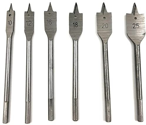 Brocas de Pala para Madera Juego 6 Piezas – Brocas Planas para Taladro Alta Precisión – Set Brocas Madera Corte Rápido – Ideal Carpintería, Bricolaje y Profesional