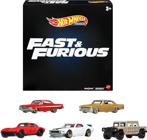 Hot Wheels Cars Premium Fast & Furious 1:64 5-Pack Die-Cast Spielzeugautos für Sammler HKF07