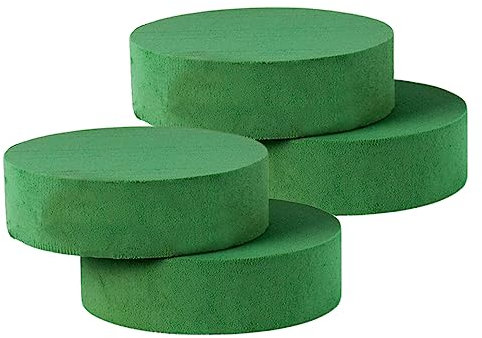 Pamtns Steckmoos Rund 4 Stück Blumensteckschaum Blumensteckmasse Steckschaum Nasssteckschaum Steckmasse für Frischblumen Grün Steckziegel für Blumengestecke für Hochzeit Geschenke