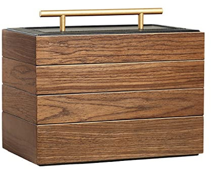 BONOOL Holz-Schmuckkästchen, 3-lagig, Organizer, Aufbewahrungskoffer, Ohrring, Ring, Halskette, Geschenk, Schmuck, Schatulle