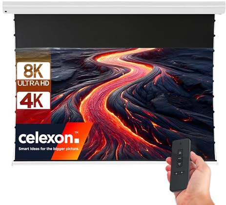 celexon HomeCinema Plus CLR Ultrakurzdistanz-Tension-Motor-Leinwand 110 | 243.5x137 cm 16:9 | elektrische 8K, Full-HD Heimkino-Projektions-Leinwand | ausschließlich NUR für Ultrakurzdistanz-Beamer!