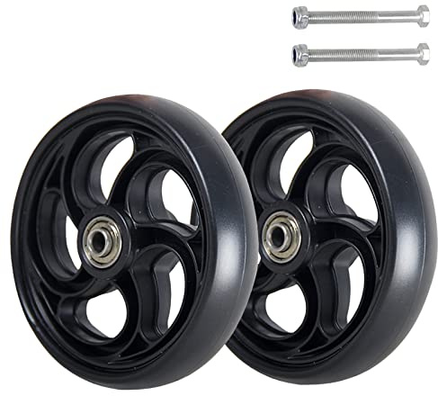 BEdaw Roulette Avant Pour Fauteuil Roulant, Roue de Remplacement 5 6 8, Roue Avant À Pneus Solides, 2 Accessoires de Rechange Pour Déambulateur, Roues de Déambulateur Pour Handicapés/Black/150Mm/