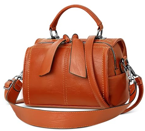 DEEVORCA Damen Mode Handtasche Umhängetasche mit Tragegriff für Lässig Reise Urlaub Business Täglich Einkaufen PU Leder Damen Elegant Henkeltasche Orange