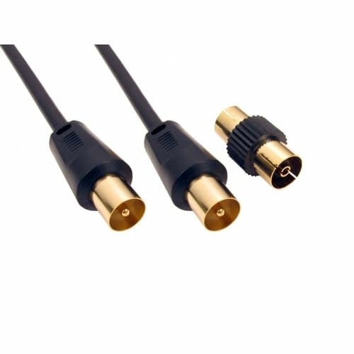 Mr.Gadget's Solutions TV Aerial Cable Extension Coaxial RF Fly Lead Digital Male - Male Black 1meter