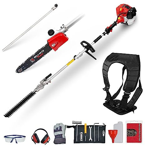 BU-KO 52cc Long Reach Petrol Hedge Trimmer and Pruner Saw with 75cm Extension Pole, Ultimate Garden Tool for Precision Cutting, Trim Hedges and Prune with Ease