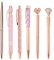 NyxSeat Lot de 6 stylos à strass, or rose, métal, fournitures de bureau et d'école, cadeaux adaptés pour les filles et les femmes