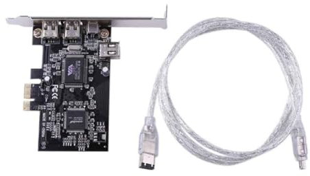 Loufy Tarjeta Adaptadora PCIe de 4 Puertos (3X 6 +1X 4) Firewire 800 IEEE 1394 Cable de Alta Velocidad de 800 Mbps de 6 A 4 Gratis