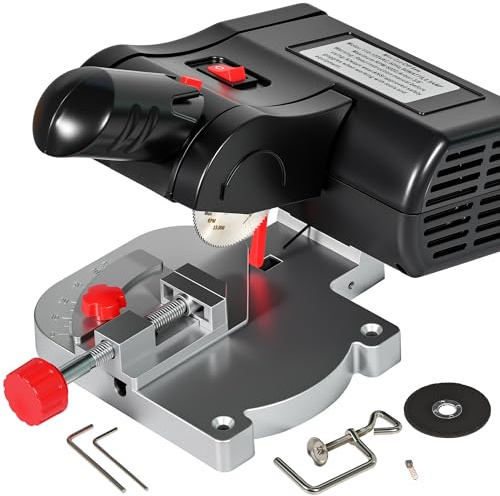 Mini Miter Saw Electric Power Table Saw Benchtop Cut-Off Chop Saw, DIY Cutting Tools for Crafts Miniatures Metal Wood Cutter, Cuts 1/2Max Tall Max 45 Degree