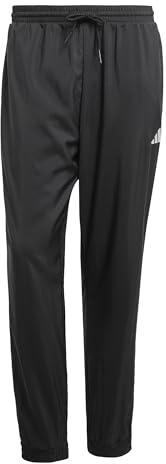 adidas Uomo Essentials Stanford - Pantalón elástico con logotipo pequeño, color negro y blanco, talla M