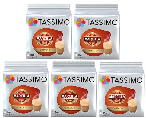 Tassimo Marcilla Cortado Coffee Pods (Pack of 5, Total 80 T Discs/pods)