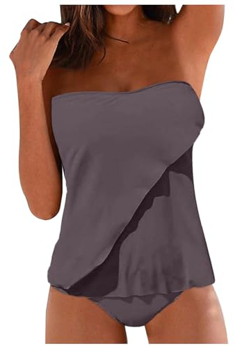 Generico Costume da Bagno Donna Due Pezzi Vita Alta Costumi Due Pezzi Ragazza Intero Contenitivo Pancia E Seno Copricostume Mare Nero Mode Primavera 2025 Firmata