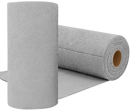 Niurewan 75 Pack Microfiber Cleaning Cloth Roll,Reusable Tear Away Microfiber Towels,Washable Ultra Absorbent Rags Drying Dishcloths for Car,Home,Garage or Shop(Grey)