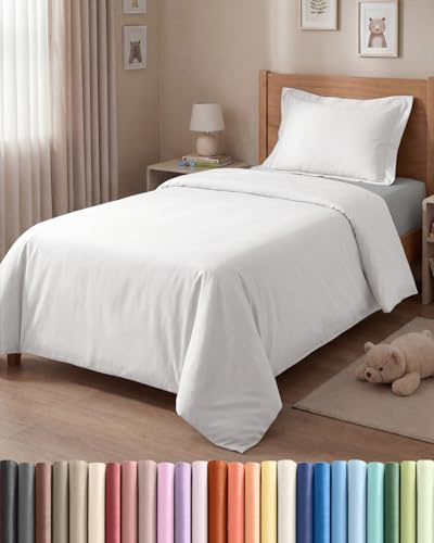 Bettwäsche 140x200 - Mikrofaser Bettbezug & 2x Kissenbezüge 65x65 - Weiß | Gebürstet, Reißverschluss, Eckbänder, Weich, Knitterfrei, Atmungsaktiv, Pflegeleicht, Einzelbett, Bettgarnitur, OEKO-TEX