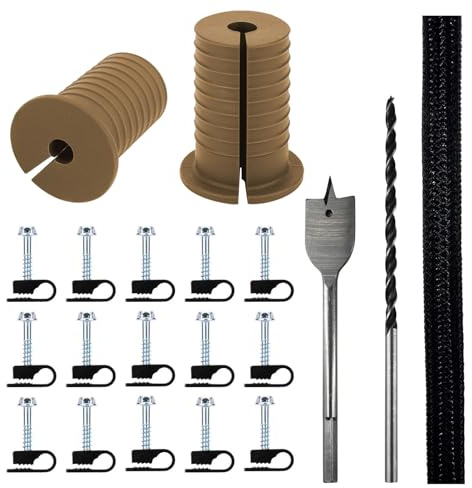 MYZHRE Starlink Cable Routing Kit,Starlink Cable Installation Kit,Starlink Mounting Accessories,2* Grommets, 1 Spade Drill Bit, 5/16 Drill Bit, 15 Wall Clamps,13 Cable Sleeve (Brown)