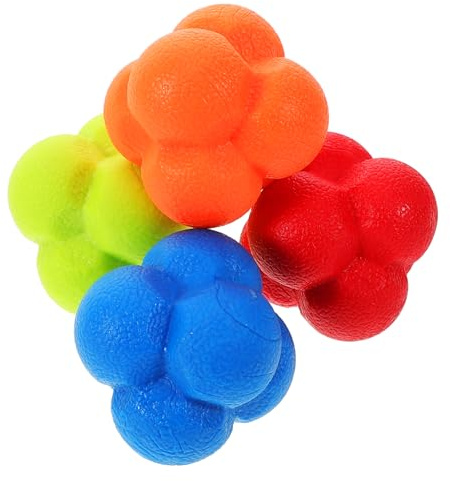 PAMINGONO Hexagonaler Reaktionsball für Reaktionstraining, 4 Stück, TPE | Hand Augen Koordinationsball für Kinder und Sportler, Leicht, Innen Nutzbar, für Agilität und Schnelligkeit