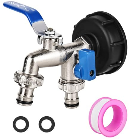 1/2 Leakproof Brass IBC Tank Fittings, IBC Tank Adapter, IBC Tank Valve Tap Tank IBC Tap for S60X6 Water Storage Tank & Garden Hose Connector IBC Adapter Replace Valve Fitting Parts (Blue)