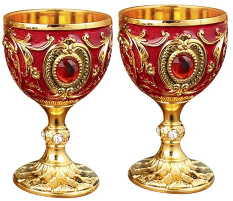 OKUMEYR 2pezzi Bicchieri Da Liquore in Europeo Bicchieri Da Vino Retrò Riutilizzabili Non Irritano La Pratici Per Ufficio