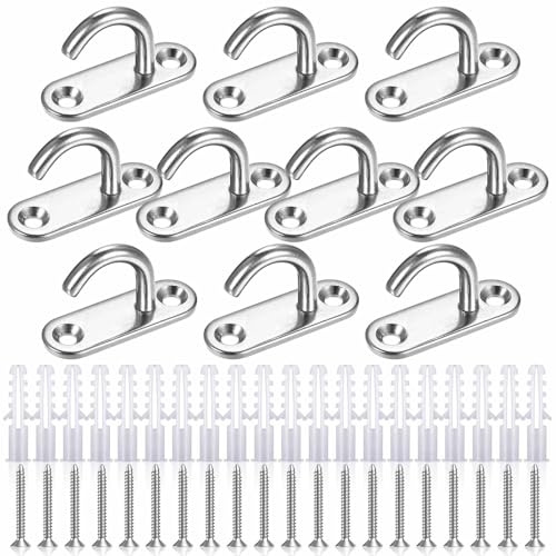 PUERHUACI 10 Stück Augplatte mit Öse,Befestigungshaken,Augplatte Edelstahl für Hängematte,Boxsack