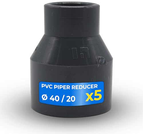 DOJA Barcelona Raccord Réducteur PVC - Ø 40mm x 20mm - Pack 5 - Installation Facile - Manchon de Réduction avec Mesures Précises - Réducteur de Tuyau en PVC pour une Applications Multiples
