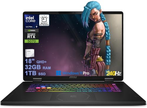 msi Crosshair 18 HX AI Gaming Laptop 18 QHD+ 240Hz 100% DCI-P3 Intel 24-core Ultra 9 275HX (>i9-14900HX) 32GB DDR5 1TB SSD GeForce RTX 5070 (Up to 798 AI Tops) RGB Backlit WiFi6E Win11Pro ICP Acc