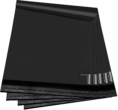 KKBESTPACK 100 Large Poly Mailers 10x13 Shipping Bags for Small Business – Self Sealing Package Envelopes (10 x 13 Pack of 100, Black)