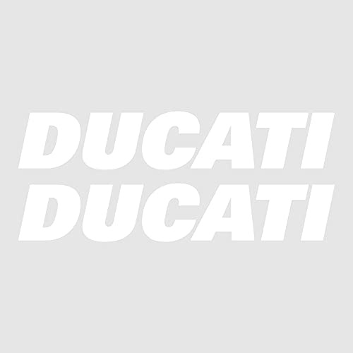 labelbike 2 Adesivi Scritte Moto Compatibile con Ducati | Racing, 15,1 x 2,8 cm, Protezione in Resina, Antigraffio, Decorazione, Bianco