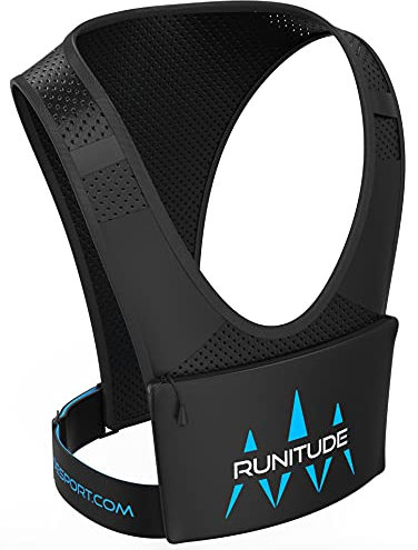 Runitude Laufweste Handytasche Joggen Handyhalterung | Laufen Handy Brusttasche Running Weste V1 | Platz für Schlüssel & Lauflichter - Leicht & Wasserfest | Reflektierende | Herren & Damen