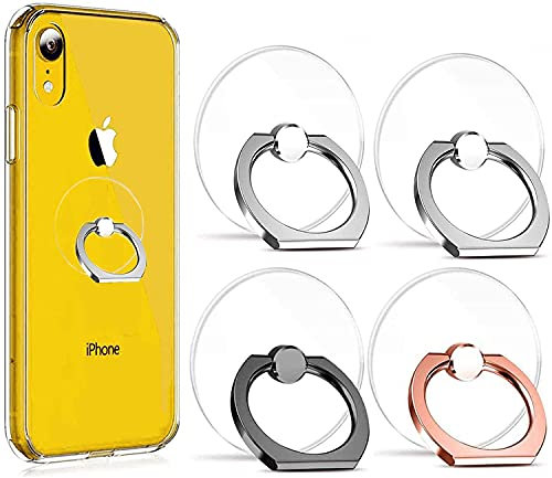 DFsucces Transparent Cell Phone Ring Holder,4 Pcs Phone Stand,360 Degree Rotation Round-Shaped Cell Phone Ring Support Holder,for Various Mobile Smart phones(2Silver+1Black+1Rose Gold)