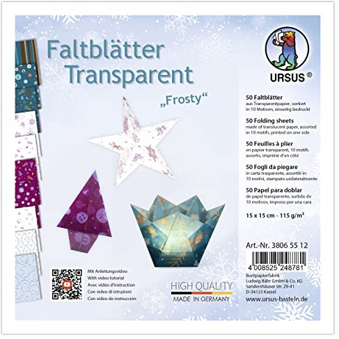Ursus 38065512 - Faltblätter Frosty 115 g/m², 50 Faltblätter 15 x 15 cm, einseitig bedruckt