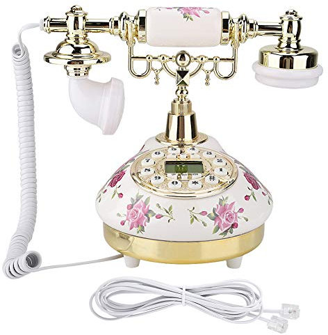 Retro Telefon Altmodisches Festnetztelefon, Antikes Telefon Alte Mode Nostalgie Telefon Vintage mit Keramikgehäuse Kabelgebundenes Desktop-Telefon mit LCD-Display