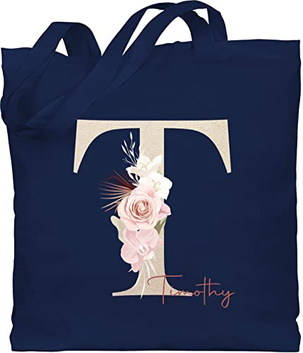 Geschenk mit Namen personalisiert by Shirtracer - Baumwolltasche - Initialen - Geschenk personalisiert mit Namen I Geschenkideen Anfangsbuchstabe Name