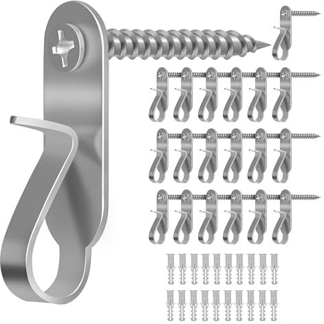Winter Shore Silberne Lichterkette Haken (20er-Pack) - Edelstahl Haken zum Schrauben für Befestigung Lichterkette Außen & Innen - Seile, Kabel & Weihnachtsbeleuchtung Befestigung - 10 kg Tragkraft