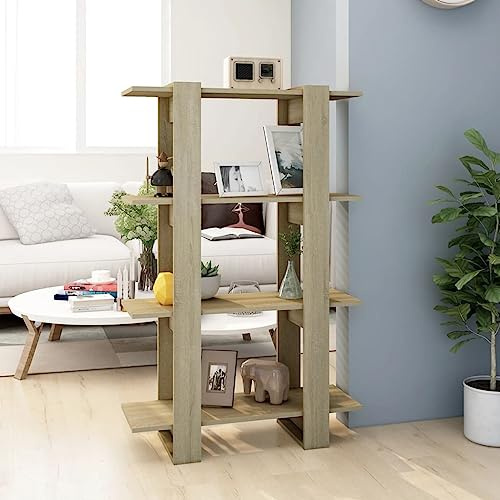 Eckvitrine Modernes Standregal Wohnzimmermöbel Bücherregal/Raumteiler Sonoma-Eiche 80x30x123,5 cmfür Wohnzimmer, Schlafzimmer, Büro