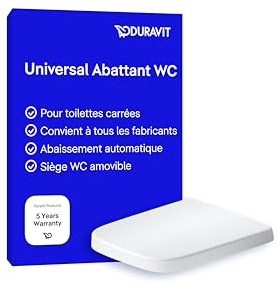 Duravit tapa wc universal, asiento de inodoro angular, tapa wc con doble mecanismo de cierre suave, tapadera wc Cierre rápido para facilitar la instalación, Fabricado en la UE, Blanco