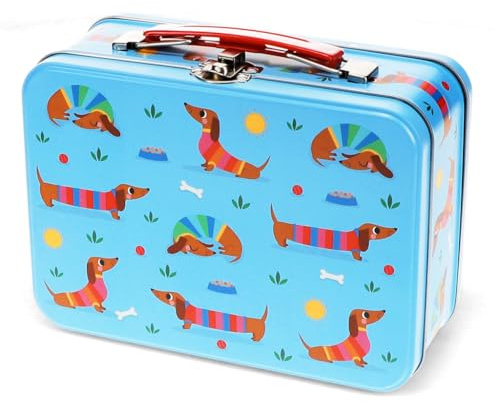 Metallköfferchen Sausage Dog Metall Box Dackel-Motiv für Kinder ab 3 Jahre
