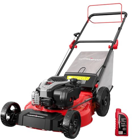 PowerSmart 21 Self-Propelled Lawn Mower with 140cc Briggs & Stratton Engine - Heavy-Duty Steel Deck, 6 Cutting Heights, 3-in-1 Mulching System