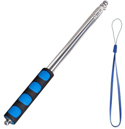 Asta telescopica per bandiera, in acciaio inox, 9 x 1,5 m, portatile, estensibile, con clip per guide turistiche, insegnanti e organizzatori di eventi (blu)
