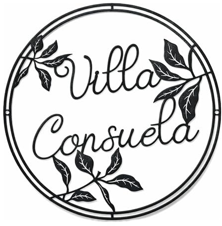 Plaque en métal personnalisée avec nom de Villa - Panneau d’adresse pour façade de Maison, extérieur, décoration Murale, Motif Feuilles découpées au Laser