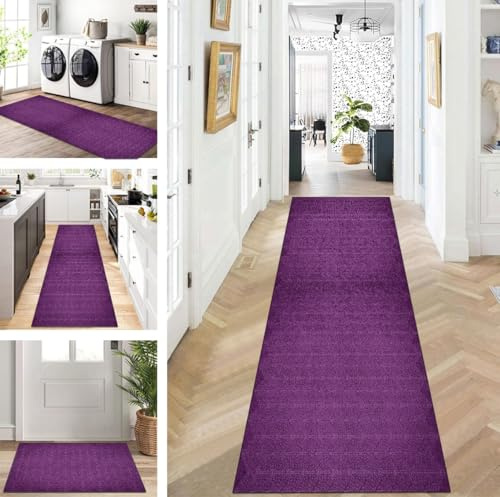 ZUZEKU Tappeto passatoia da cucina, lavabile, antiscivolo, lungo 40 x 150 cm, colore lilla