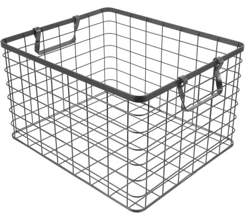 minkissy Quadratischer Aufbewahrungskorb Aus Eisen Großer Drahtkorb Für Outdoor-Camping Holzfäller-Aufbewahrungskorb Holzfällerkorb Für Den Außenbereich Brennholzhalter