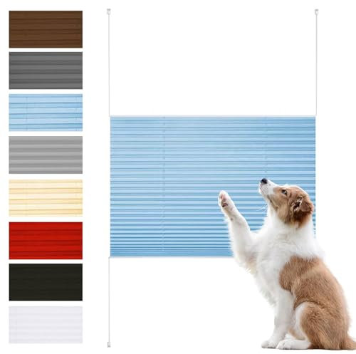 Plissee Klemmfix Ohne Bohren 35 x 70 cm Verdunklungsplissee Uv-Schutz Easyfix Lichtdurchlässig Nach Maß, mit Klemmfix für Fenster & Tür, hellblau