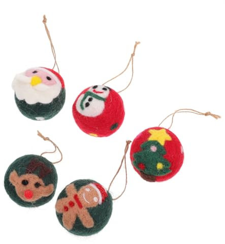 Amosfun 5stücke Weihnachts-wollkugel-anhänger Hängeanhänger Dekorative Weihnachtsanhänger Kreative Anhänger für Baum Wand Fenster Tür Kamin