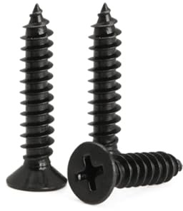 KELUBATU M3x25mm Carbon Steel Flat Head Screws 100PCS + 20 Anchors | Black Phillips Countersunk Self-Tapping, for Furniture Repairing, Woodworking