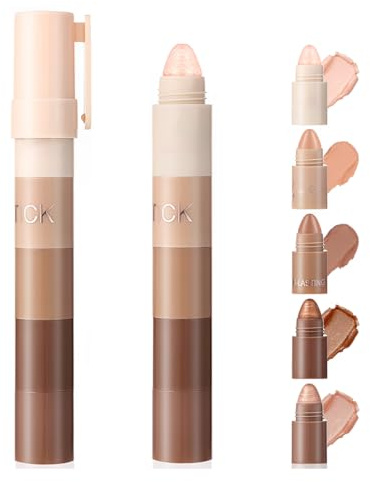 JAWUZ Ombretto Matita 5 in 1 Matte Fine Ombretto Stick Altamente Pigmentato Ombretto Viso Occhi Evidenziatori Penna（B）